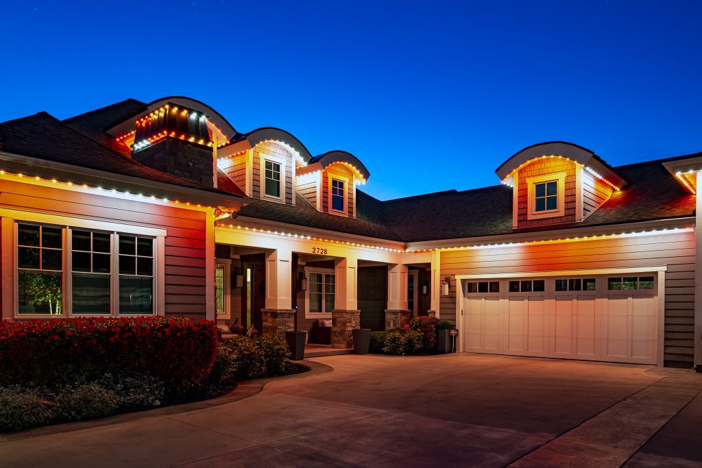 Orange and white outdoor lights