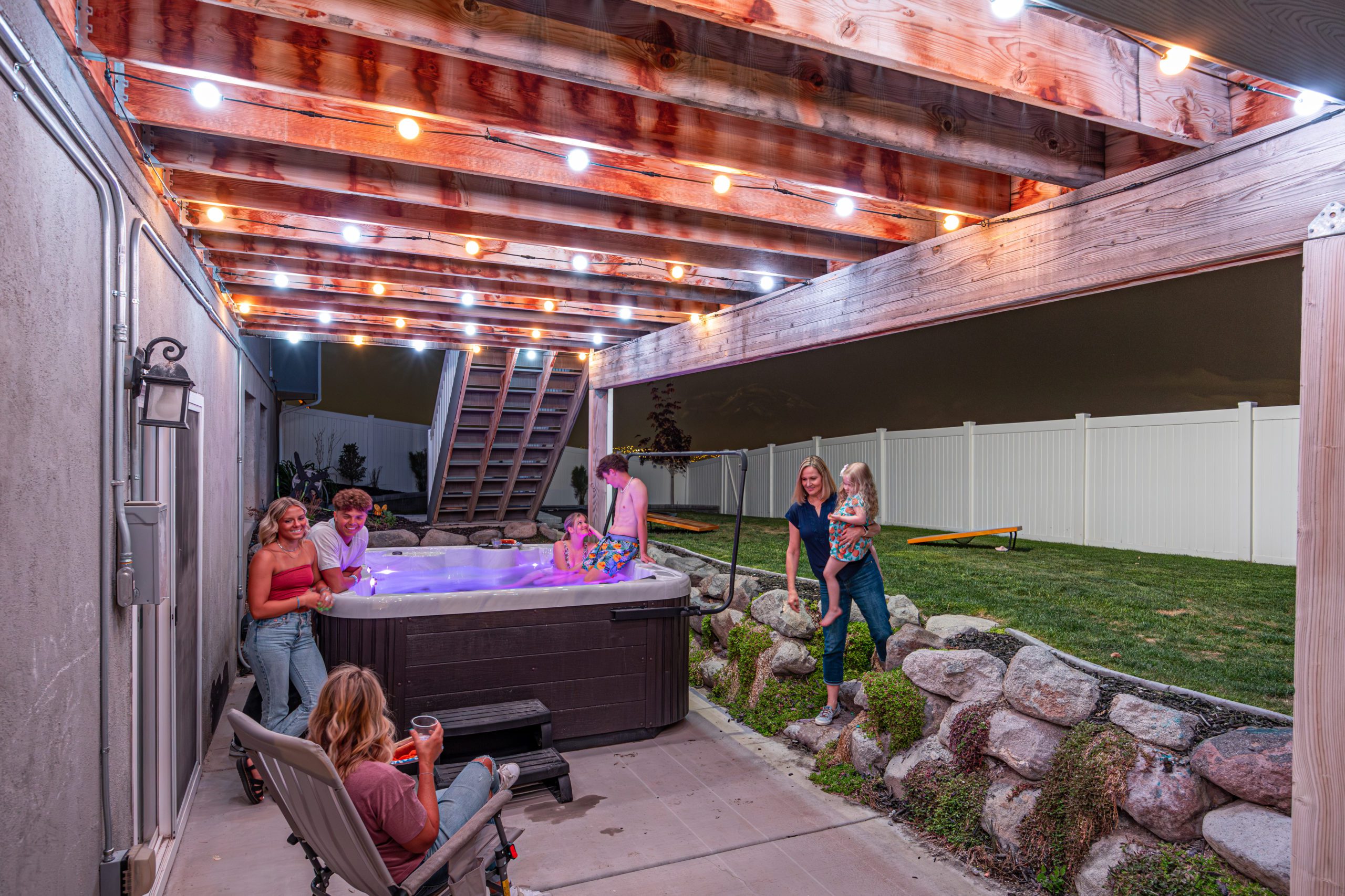 Orange and white outdoor lights